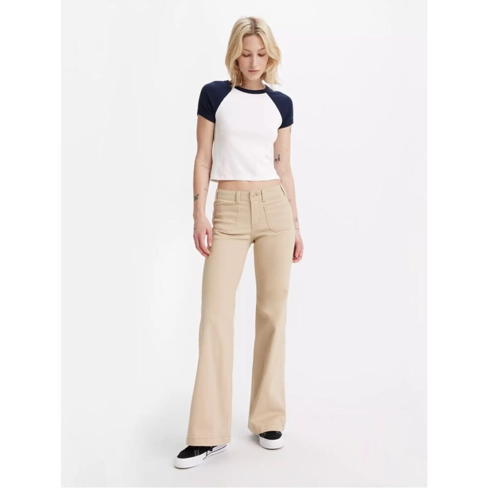 Levi's Super Low Flare Pants in Neutral Tan Size 33 x 32